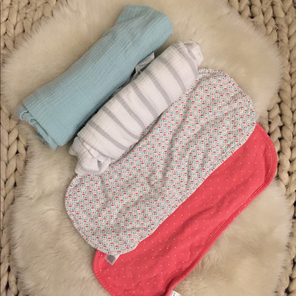 Lot of Swaddles and Burp Cloths
